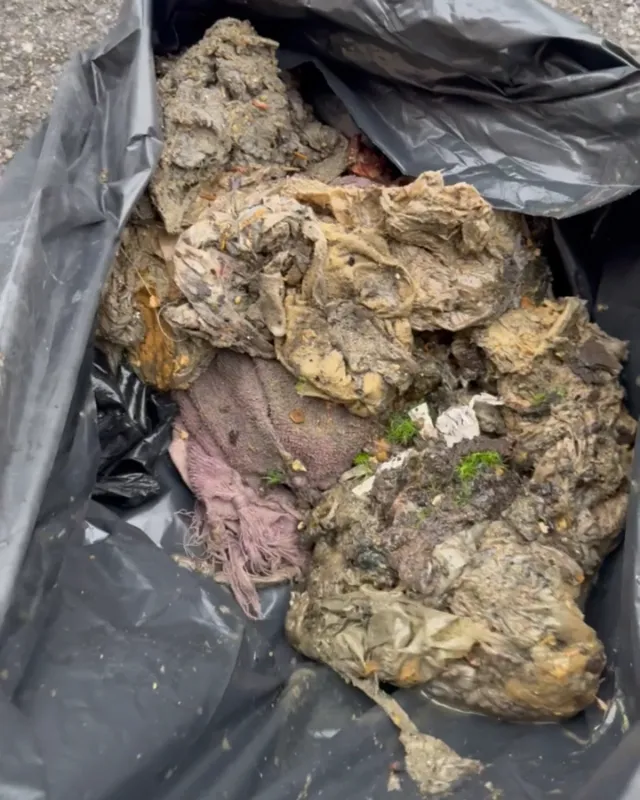 Lingettes retirées d'un regard, chantier BRT